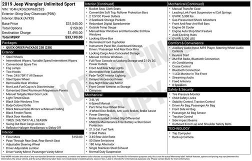 2019 Jeep Wrangler Unlimited Sport