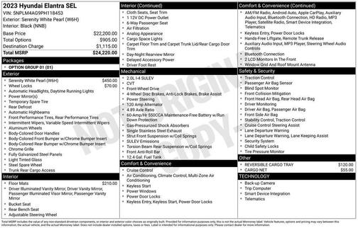 White 2023 Hyundai ELANTRA SEL