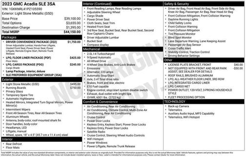 Gray 2023 GMC Acadia SLE