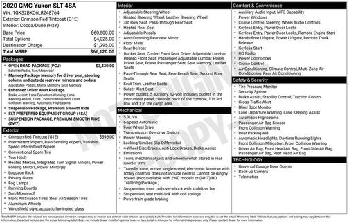 Red 2020 GMC Yukon SLT