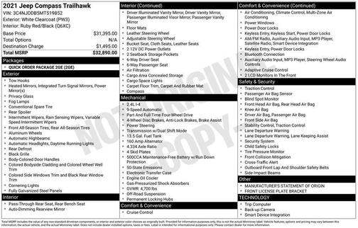 White 2021 Jeep Compass Trailhawk