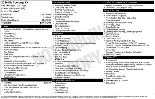Ebony Black 2026 Kia Sportage LX