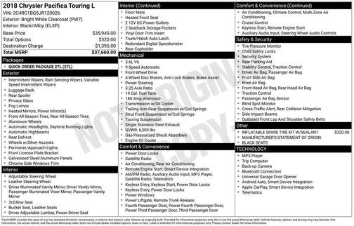 White 2018 Chrysler Pacifica Touring-L
