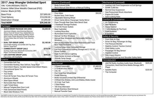 2017 Jeep Wrangler Unlimited Sport