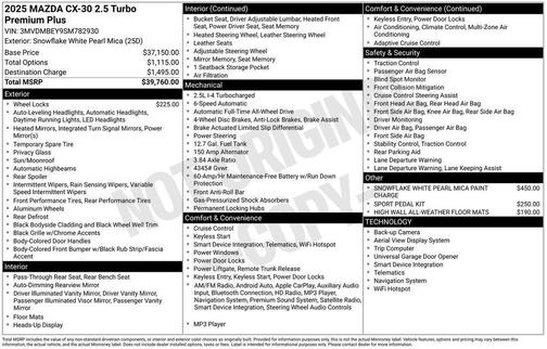 White 2025 Mazda CX-30 Premium Package