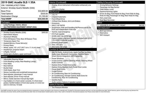 Gray 2019 GMC Acadia SLE-1