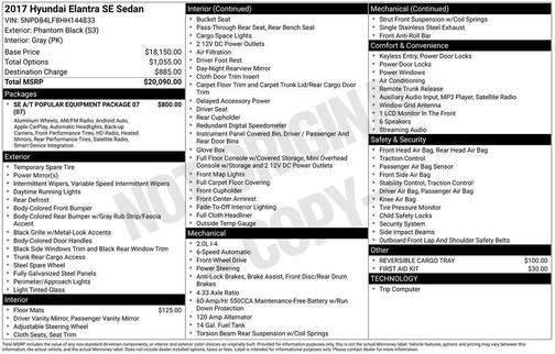 Phantom Black 2017 Hyundai ELANTRA SE