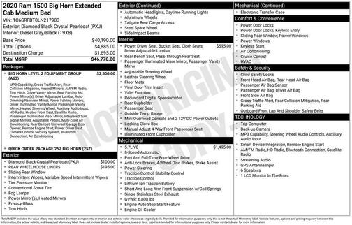 Black 2020 RAM 1500 Big Horn