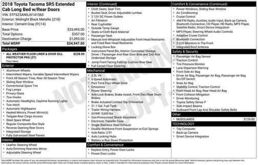 Black 2018 Toyota Tacoma SR5