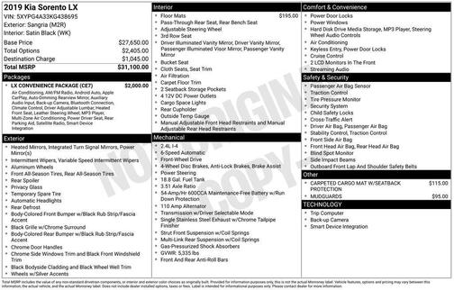 Purple 2019 Kia Sorento LX