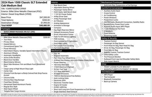Silver 2024 RAM 1500 Classic SLT
