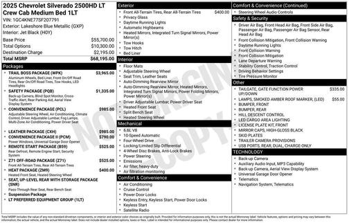 Blue 2025 Chevrolet Silverado 2500 LT