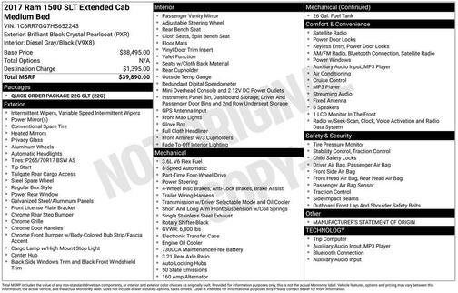 Black 2017 RAM 1500 SLT