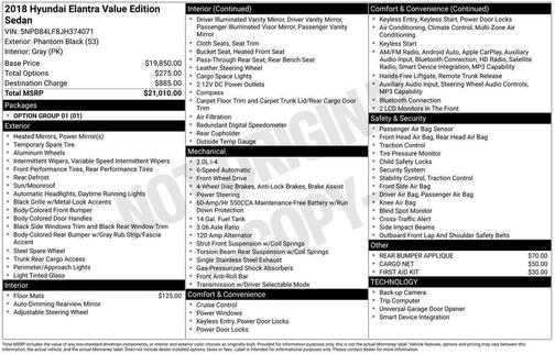 Phantom Black 2018 Hyundai ELANTRA Value Edition