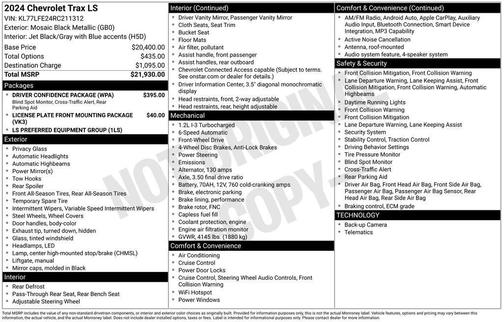 Black 2024 Chevrolet Trax LS