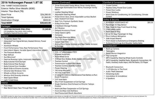Reflex Silver Metallic 2016 Volkswagen Passat 1.8T SE