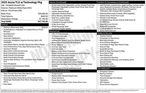 2025 Acura TLX Technology