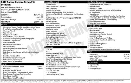 2017 Subaru Impreza 2.0i Premium