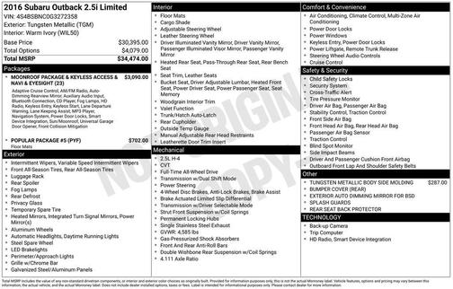2016 Subaru Outback 2.5i Limited