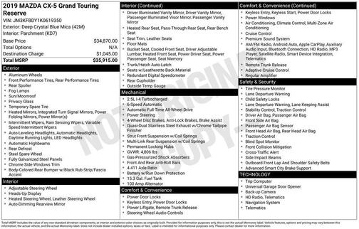 2019 Mazda CX-5 Grand Touring Reserve