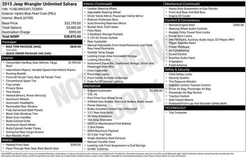 2015 Jeep Wrangler Unlimited Sahara