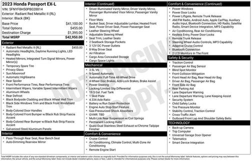 Radiant Red Metallic II 2023 Honda Passport EX-L