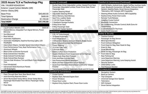 2025 Acura TLX Technology