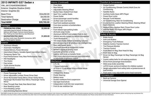 2013 INFINITI G37x Base