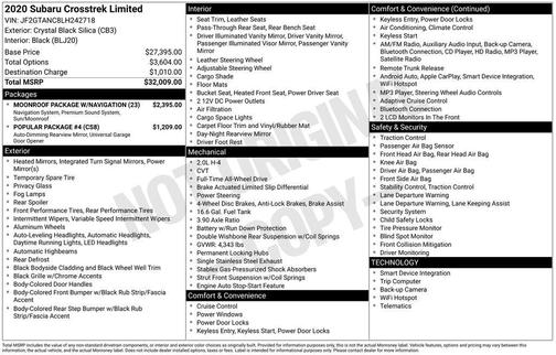 2020 Subaru Crosstrek Limited