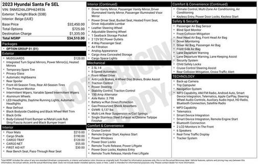 Black 2023 Hyundai SANTA FE SEL