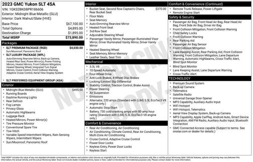 Midnight Blue Metallic 2023 GMC Yukon SLT