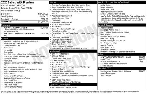 2020 Subaru WRX Premium