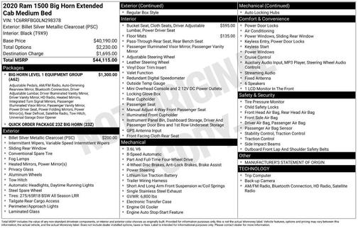 2020 RAM 1500 Big Horn