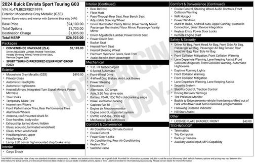 Moonstone Gray Metallic 2024 Buick Envista Sport Touring