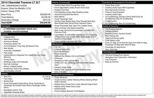 Silver Ice Metallic 2014 Chevrolet Traverse 2LT