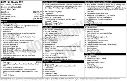 Blue 2021 Kia Stinger GT2