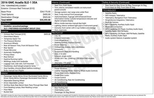 Crimson Red Tintcoat 2016 GMC Acadia SLE-1