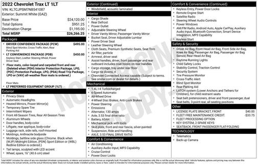 Summit White 2022 Chevrolet Trax LT