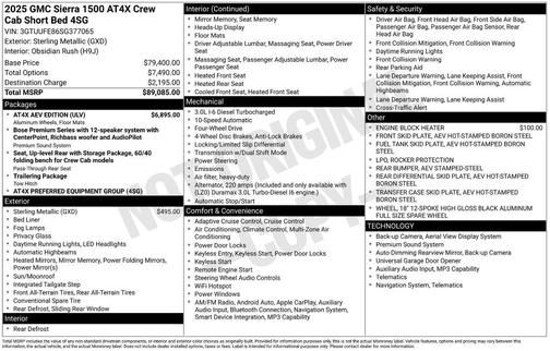 2025 GMC Sierra 1500 AT4X