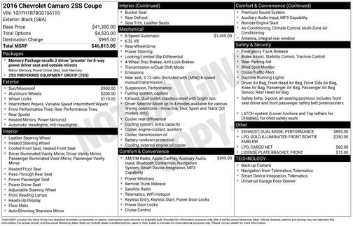 2016 Chevrolet Camaro 2SS