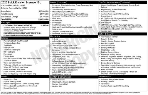 Summit White 2020 Buick Envision Essence