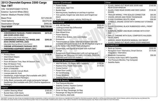 2013 Chevrolet Express 2500 Work Van