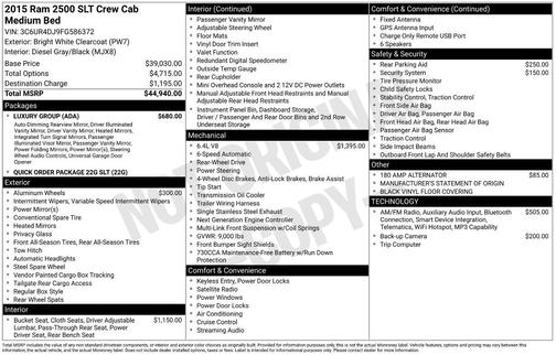 Bright White Clearcoat 2015 RAM 2500 SLT