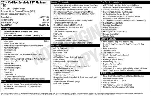 White Diamond Tri-Coat 2014 Cadillac Escalade ESV Platinum Edition