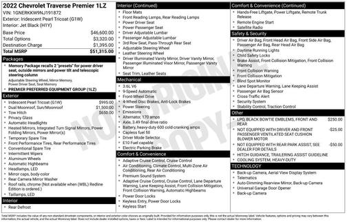 2022 Chevrolet Traverse Premier