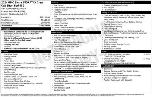 Onyx Black 2024 GMC Sierra 1500 AT4X
