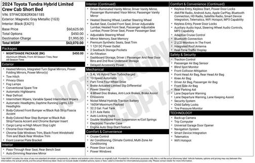 Magnetic Gray Metallic 2024 Toyota Tundra Hybrid Limited