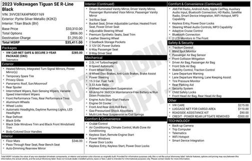 2023 Volkswagen Tiguan 2.0T SE R-Line Black
