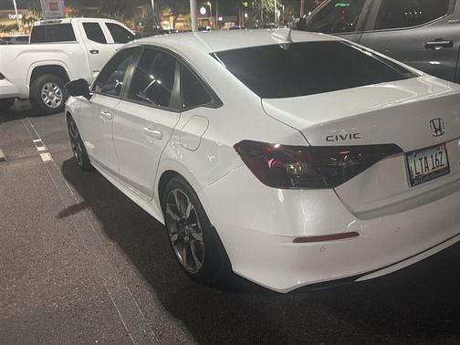 Platinum White Pearl 2025 Honda Civic Hybrid Sport Touring