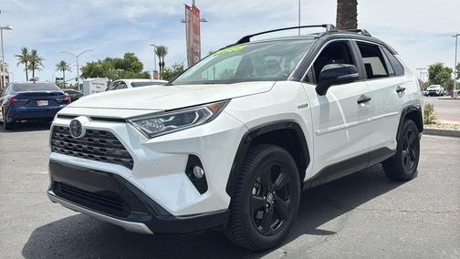 Blizzard Pearl w/Midnight Black Metallic Roof 2020 Toyota RAV4 Hybrid SE
